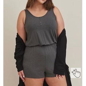 Super soft Henley sleeveless sleep romper
